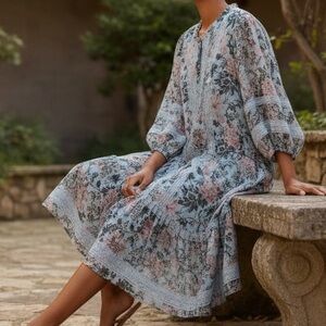 Niza Floral Ruffle Short Sleeve Dress Size 46- US 2XL